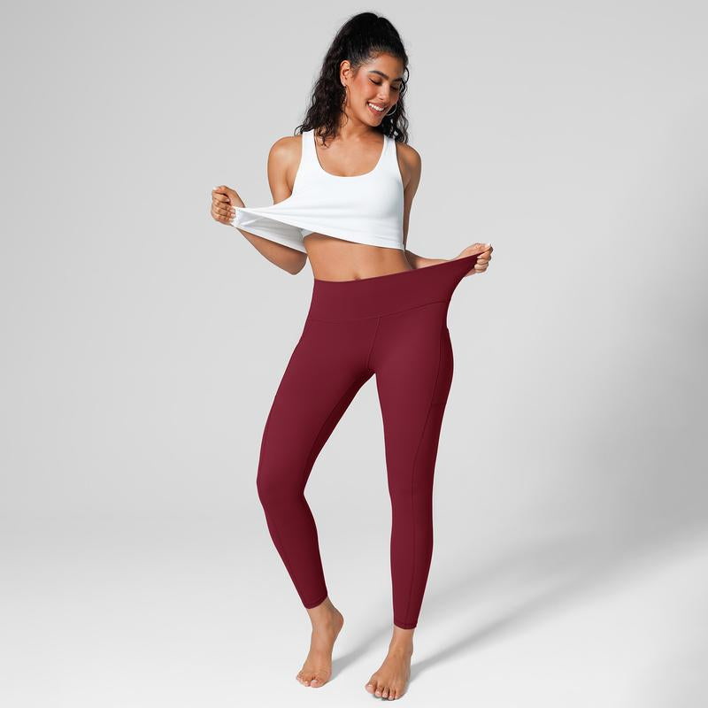 BRXL High Waist One Size Fits Most Ultra Stretchy Workout Yoga Leggings for Women Brushed Leggings with Side Pockets Pants