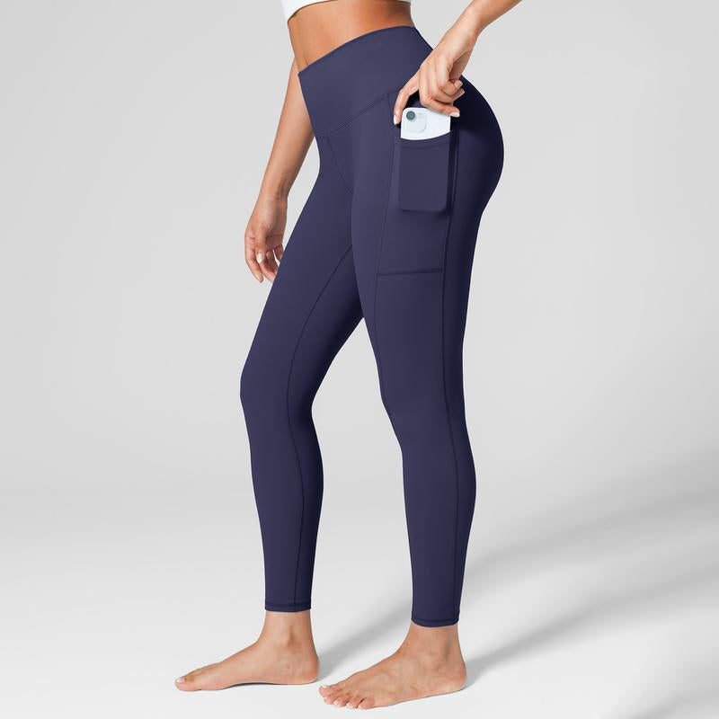BRXL High Waist One Size Fits Most Ultra Stretchy Workout Yoga Leggings for Women Brushed Leggings with Side Pockets Pants