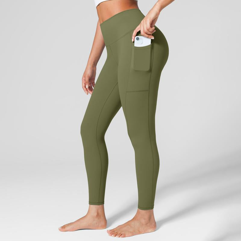 BRXL High Waist One Size Fits Most Ultra Stretchy Workout Yoga Leggings for Women Brushed Leggings with Side Pockets Pants