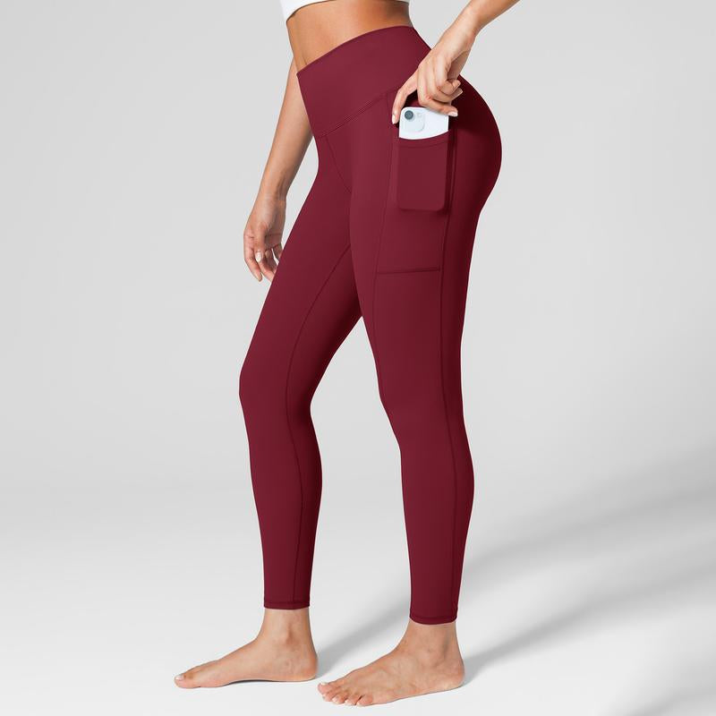 BRXL High Waist One Size Fits Most Ultra Stretchy Workout Yoga Leggings for Women Brushed Leggings with Side Pockets Pants