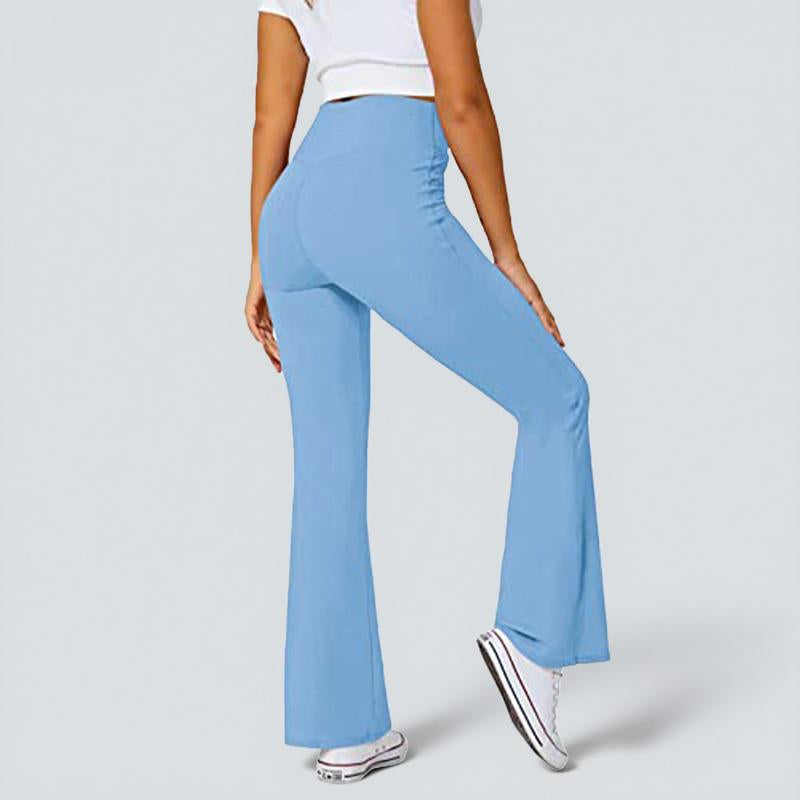 Dlooda Women'S Flare Leggings with Pockets-Crossover High Waisted Bootcut Yoga Pants-Tummy Control Vertical Bell Bottom Leggings