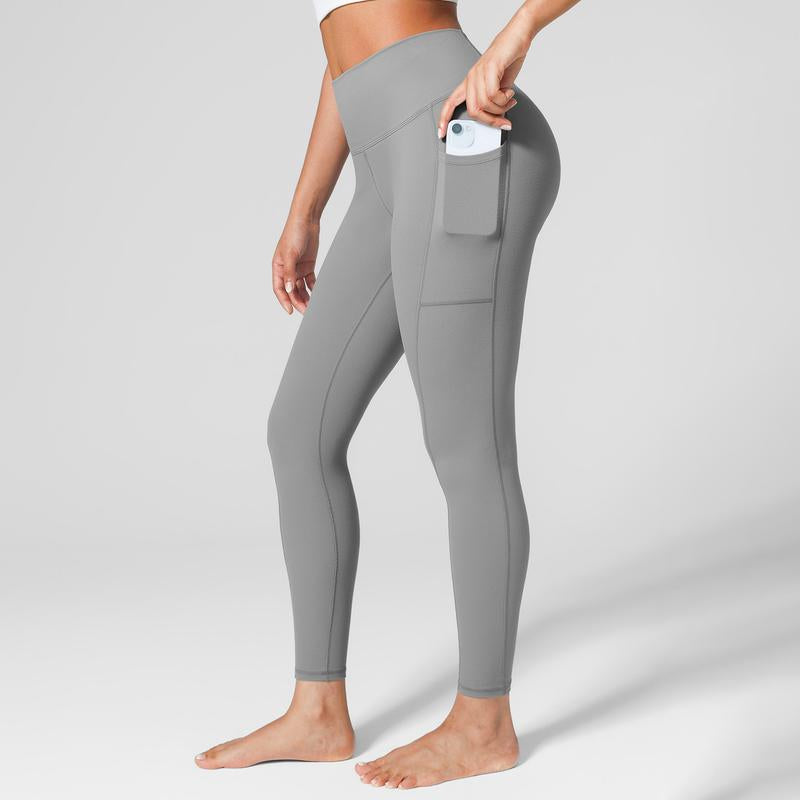BRXL High Waist One Size Fits Most Ultra Stretchy Workout Yoga Leggings for Women Brushed Leggings with Side Pockets Pants