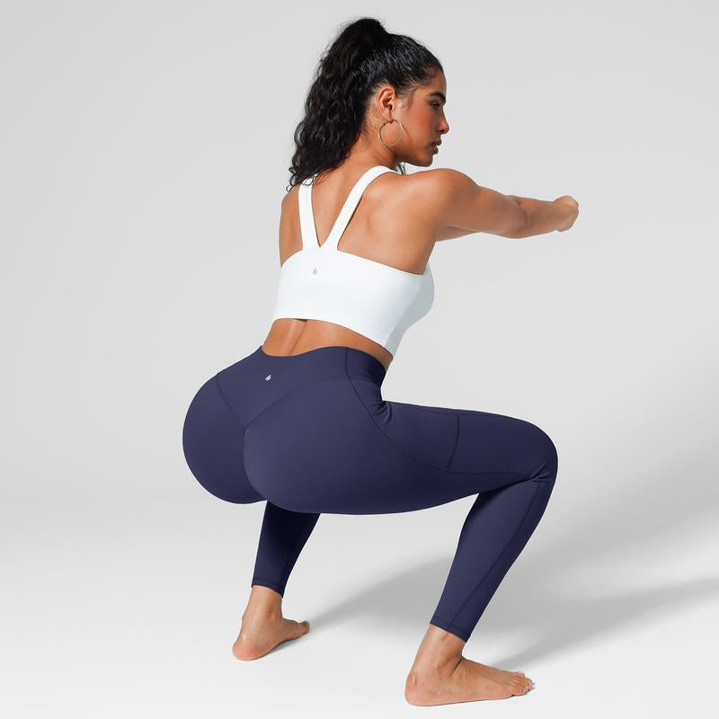 BRXL High Waist One Size Fits Most Ultra Stretchy Workout Yoga Leggings for Women Brushed Leggings with Side Pockets Pants
