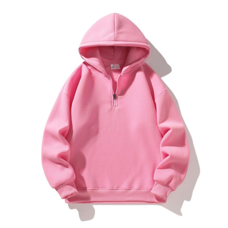 Autumn and Winter Men'S Solid Color Sports Casual Zipper Hoodie Warm Lightweight Pullover Beige