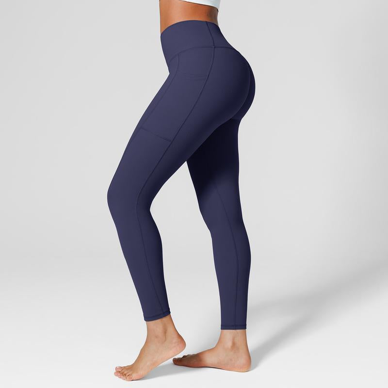 BRXL High Waist One Size Fits Most Ultra Stretchy Workout Yoga Leggings for Women Brushed Leggings with Side Pockets Pants