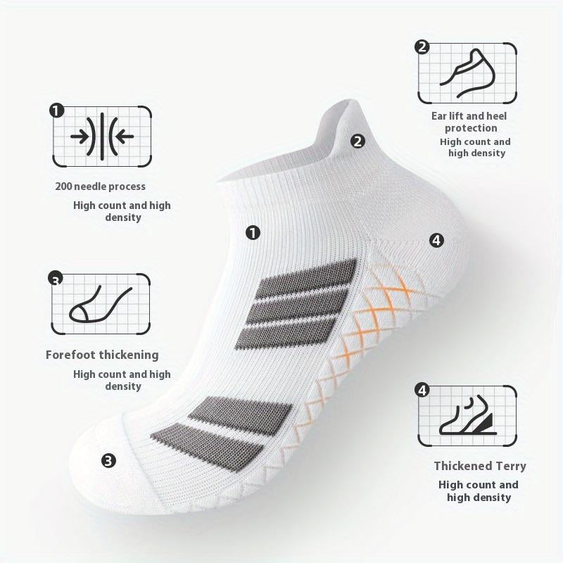 6 Pairs of Sports No Show Socks for Man and Woman, Ankle Socks with Terry Soles Offer Shock Absorption and Wear Resistance, White Daily Socks That Are Sweat - Absorbing and Breathable, Thickened for Warmth in Fall & Winter—Great for Students’ Sports