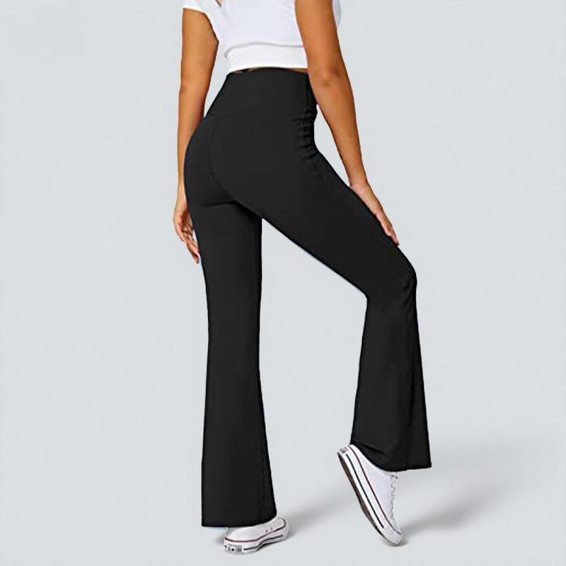 Dlooda Women'S Flare Leggings with Pockets-Crossover High Waisted Bootcut Yoga Pants-Tummy Control Vertical Bell Bottom Leggings