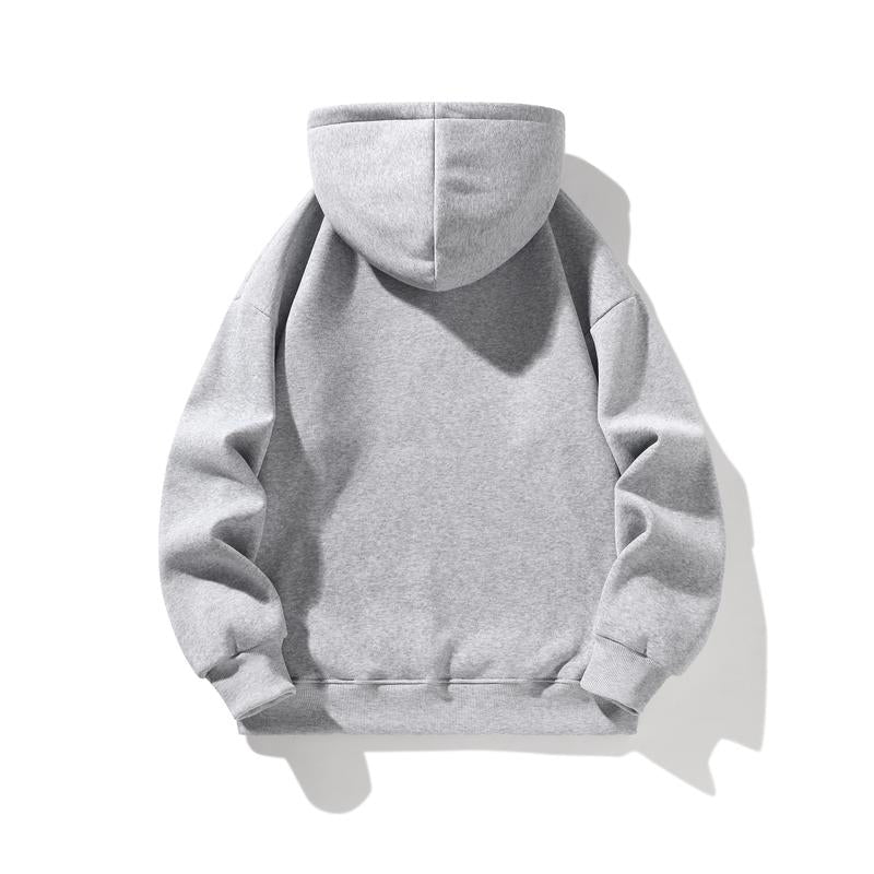 Autumn and Winter Men'S Solid Color Sports Casual Zipper Hoodie Warm Lightweight Pullover Beige