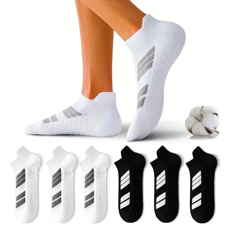 6 Pairs of Sports No Show Socks for Man and Woman, Ankle Socks with Terry Soles Offer Shock Absorption and Wear Resistance, White Daily Socks That Are Sweat - Absorbing and Breathable, Thickened for Warmth in Fall & Winter—Great for Students’ Sports