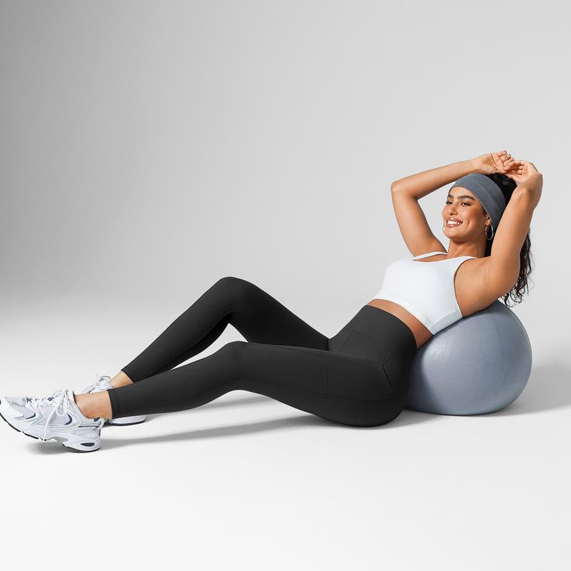 BRXL High Waist One Size Fits Most Ultra Stretchy Workout Yoga Leggings for Women Brushed Leggings with Side Pockets Pants