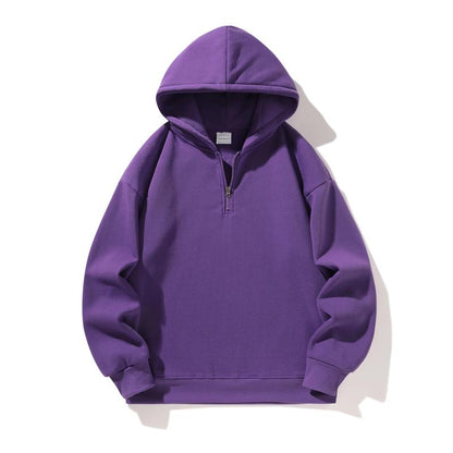 Autumn and Winter Men'S Solid Color Sports Casual Zipper Hoodie Warm Lightweight Pullover Beige
