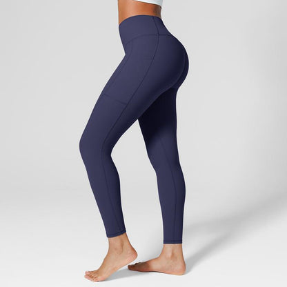 ​​BRXL High Waist One Size Fits Most Ultra Stretchy Workout Yoga Leggings for Women Brushed Leggings with Side Pockets Pants