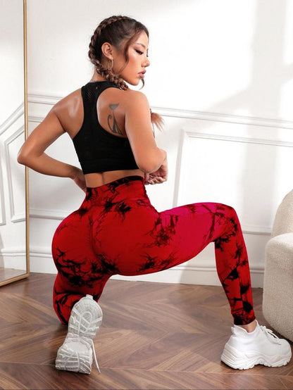 Women'S Tie Dye High Waist Scrunch Sports Leggings, Compression Yoga Pants, Casual Comfy Workout Leggings, Summer Outfits 2024, Gym Outfits Women